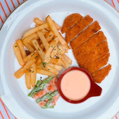 Chicken Katsu French Fries With Cheese Sauce menu LKG Kitchen, Ikan Mujair
