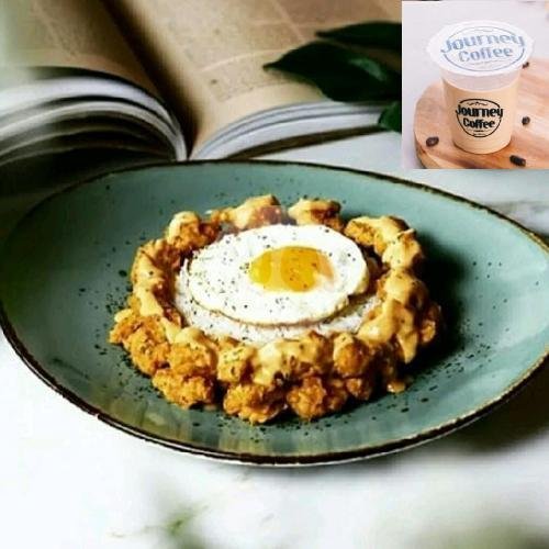 Plain Rice With Chicken Salted Egg + Kopi Susu Classic menu Journey Coffee, Tebet