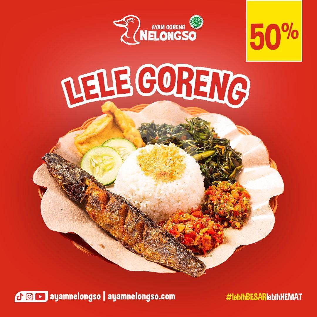 Lele Bakar + Nasi menu Ayam Goreng Nelongso, Kediri