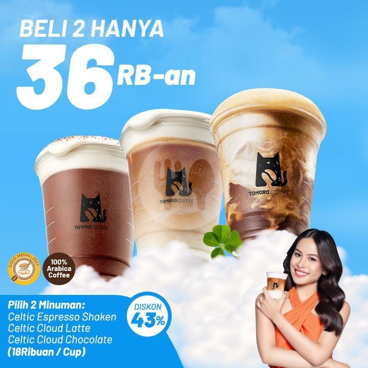 Buy 2 Get 43% Max Disc Off menu TOMORO COFFEE, Tunjungan