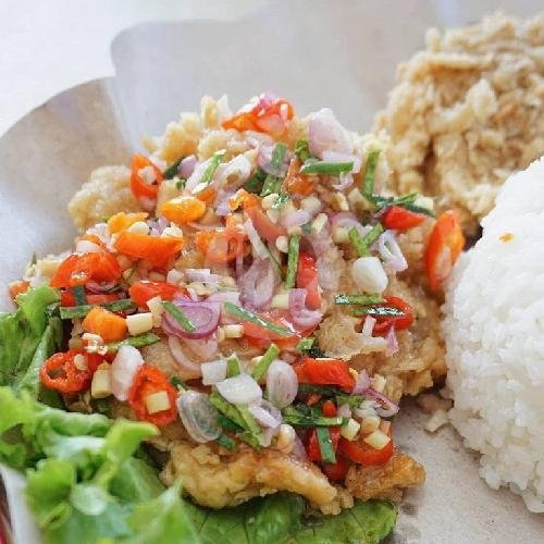 Mie Ayam Geprek+sambel Bawang+tempe menu Warung Yuti, Pakis