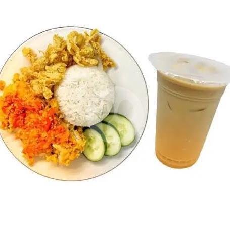 Nasi Ayam Geprek + Es Nutrisari menu Ayam Geprek & Nasi Babat PUTRA REOG