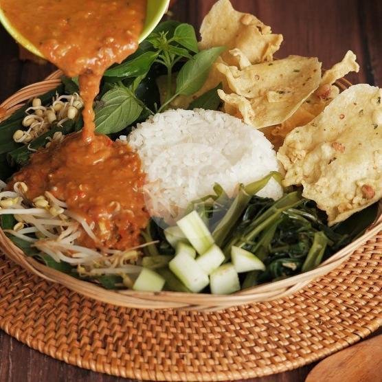 Nasi Pecel Polos menu Depot Bu Ima, Karang Empat Besar