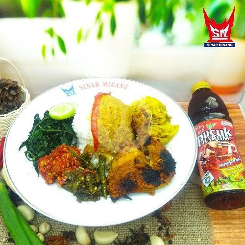 Nasi Ayam Balado Telor / Perkedel +  Es Teh Manis menu RM Sinar Minang, Graha Raya