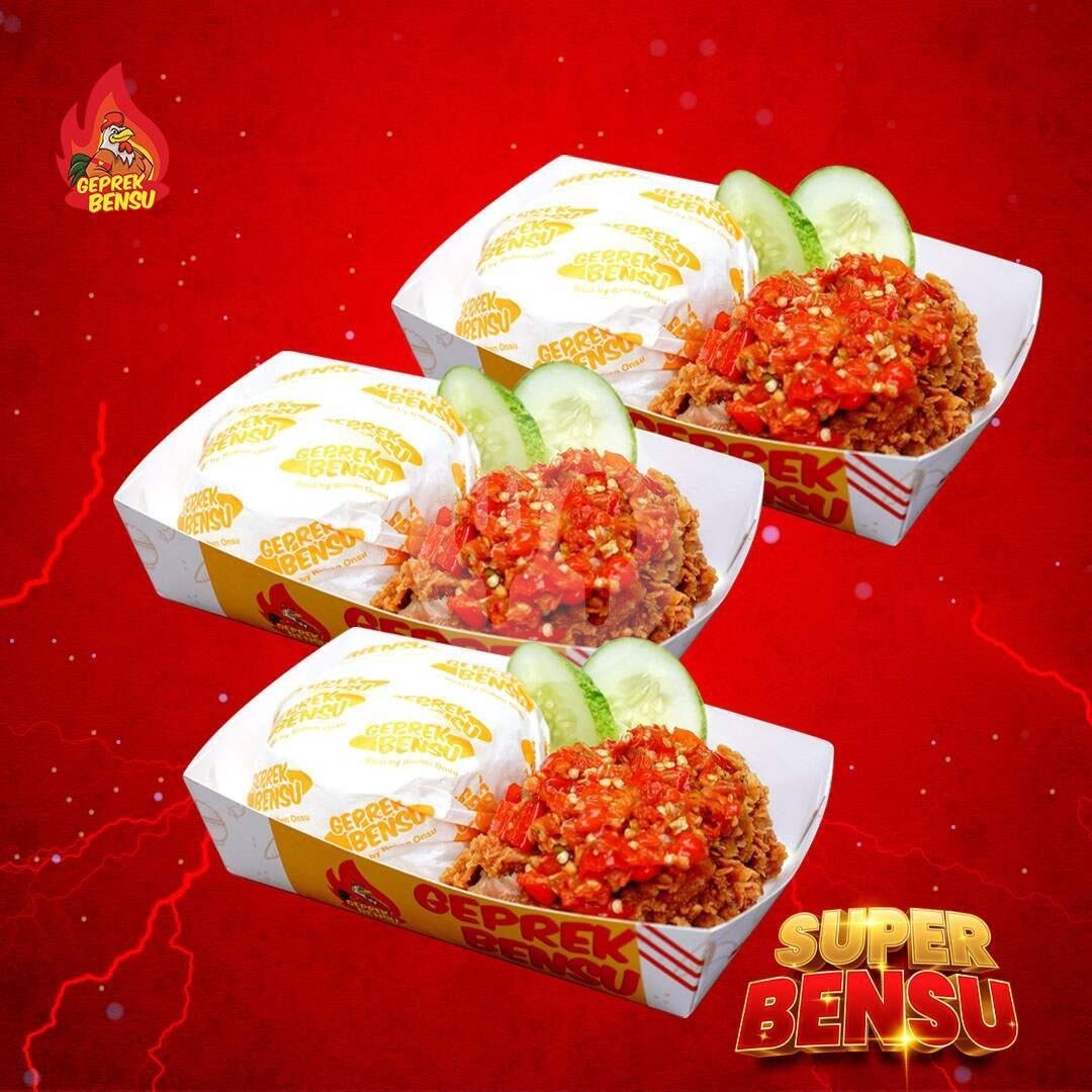 Super 5 Bensu : 5 Ayam Geprek + 3 Nasi + 2 Sambal Geprek menu Geprek Bensu, Dago