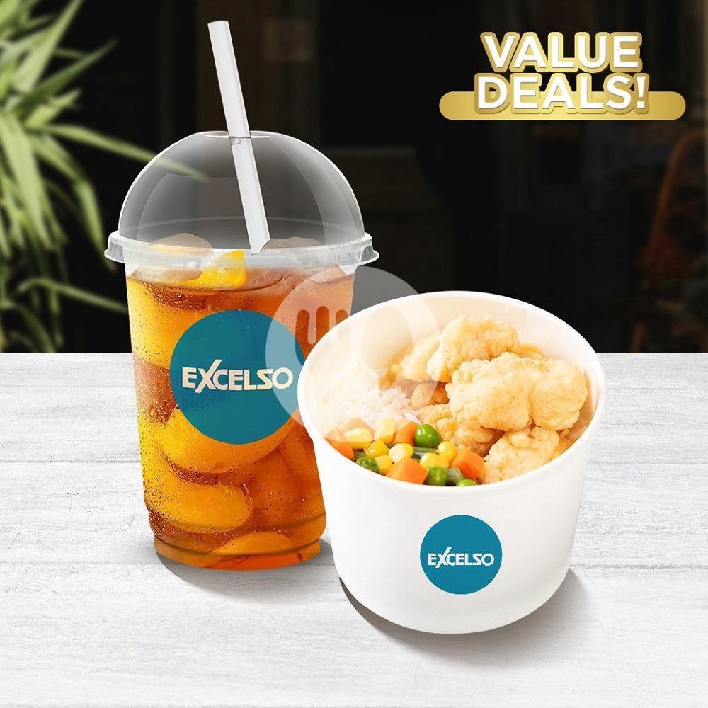 2 Rice Bowl + 1 Peach Iced Tea & 1 Cendol Latte A menu Excelso Coffee, Plaza Indonesia