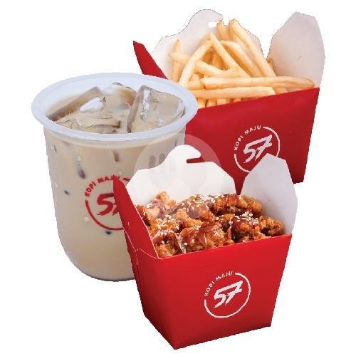 1 Kopi Susu+1 Kentang Goreng+1 Nasi Ayam Karage Crispy menu Kopi Maju 57, Rinjani