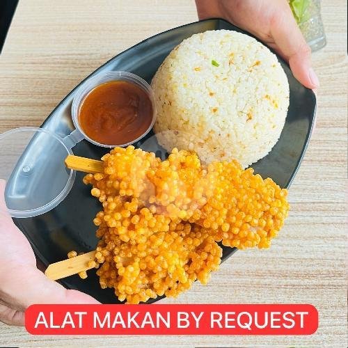 Crispy Buble Chicken + Lime Leaves Butter Rice menu Pangsit Goreng Lauk Pauk