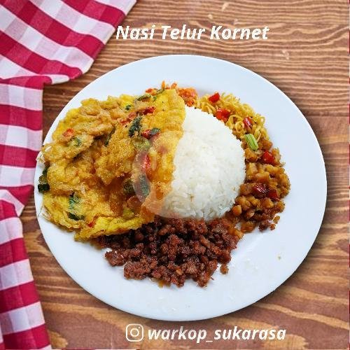 Nasi Telur Kornet menu Warkop Nasi Suka Rasa, Dipatiukur