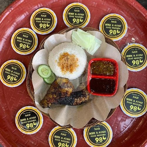 Nasi + Bebek Goreng (Bumbu Hitam + Serundeng + Sambal Ijo + Lalap) menu Nasi Bebek & Ayam Khas Madura 98, Pesanggrahan