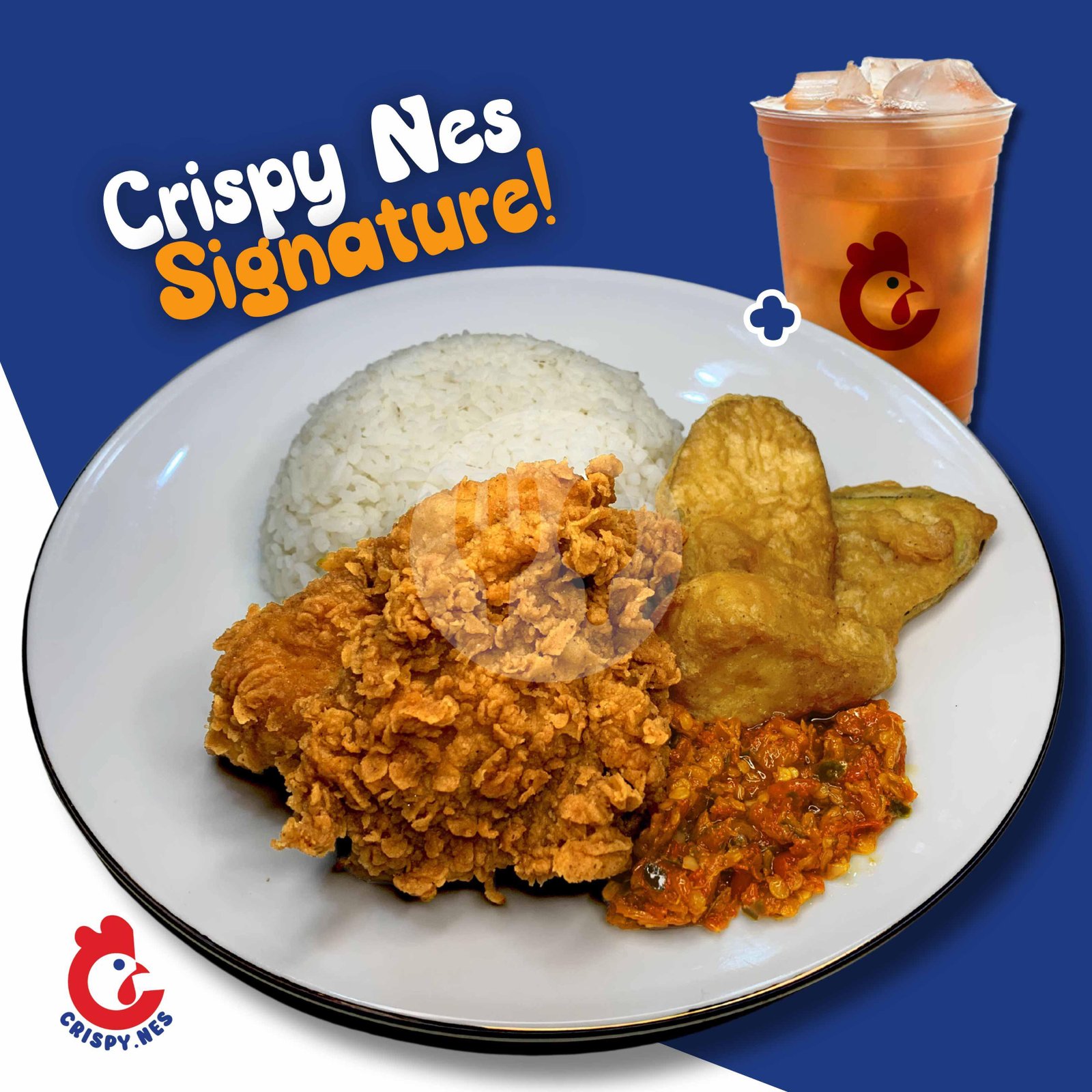 Paket Mantap Nasi Ayam + Es Teh menu Crispy Nes Nasi Ayam Kopi, Dago