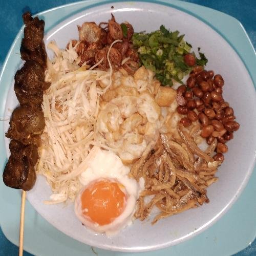 Bubur ayam beras merah komplit 1/2 porsi menu Bubur Ayam Pak De Beras Merah, Harco Mangga Dua
