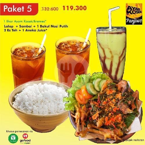 Paket 6 menu Ayam Kosek Panjiwo, A Yani