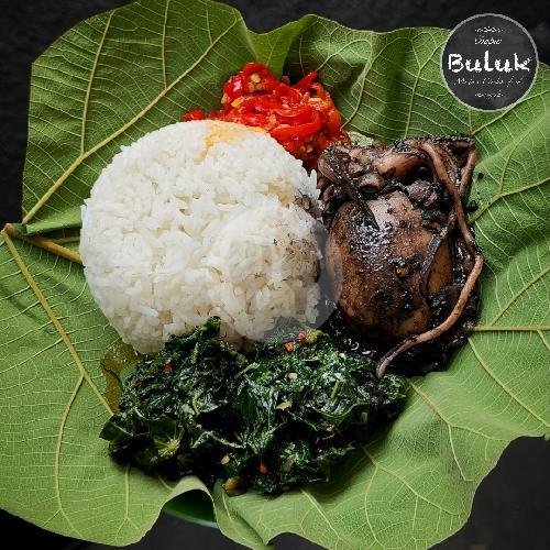 Nasi Jamblang Komplit Blekutak menu Nasi Jamblang & Cumi Hitam Blekutak Dapur Buluk, Pulo Mas