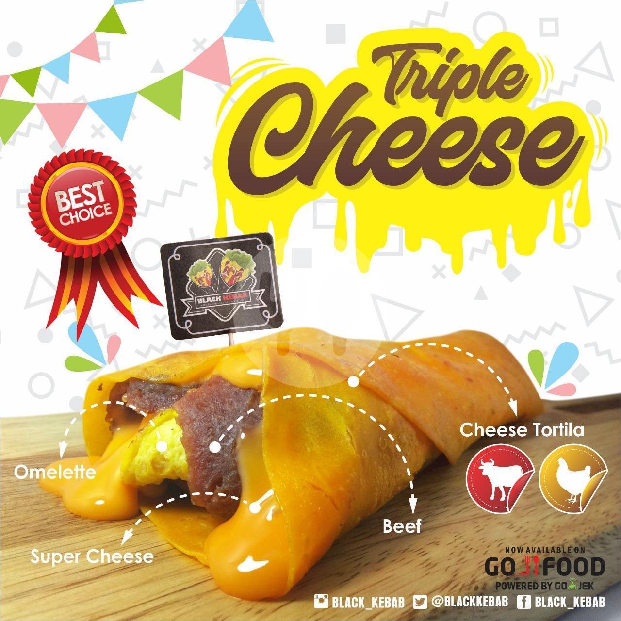 Original Kebab Champion Tanpa Sayur Free Oregano menu Black Kebab, Sonosewu