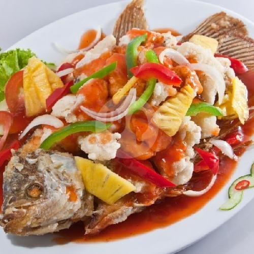 Ikan Gurame Tahu Tausi menu Seafood Ana Aroma Desa, Sepat Kebagusan