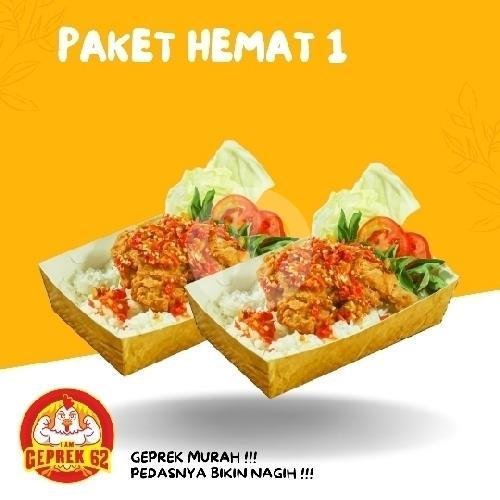 Paket Hemat2  1Nasi Ayam Geprek Ori + 1Nasi Ayam Geprek Barbeque (BBq) + 2Es Teh Manis menu Ayam Geprek 62, Tenggilis Mejoyo