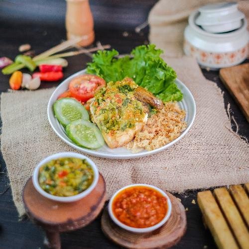 NASI AYAM PENYET menu AYAM PENYET SAMBEL IJO MA IMIN 1, KOPOMAS