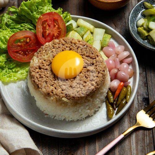 Nasi Tim Ayam + Telur Ayam kampung menu Nasi Tim Pejagalan, Jatipulo