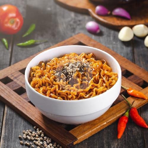 Samyang Carbonara menu Roti Bakar Penyet Khas Bangka dan Es Kopi Susu, Kedai Rasea, Binus