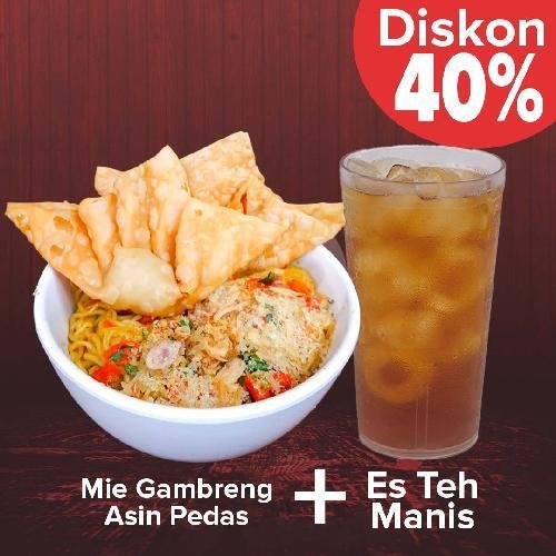 Mie Gambreng Asin Pedas + Es Jeruk menu Bakso Dono Reborn, Sadang Serang Coblong