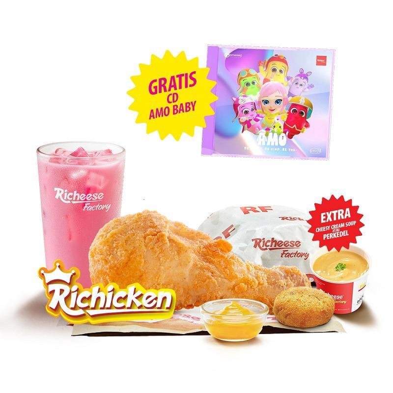 Combo 2 CD Amo Baby Fire Chicken menu Richeese Factory, Spazio