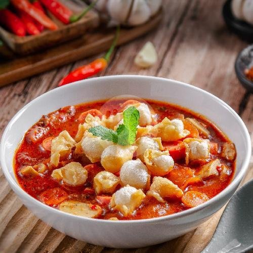 Seblak Nyeker menu Seblak Pasta Monjali, Blunyah Gede