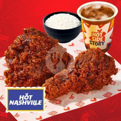 Hot Nashville Combo 2 FREE ICE TEA & SAUCE menu Hot Side Story (Hangry Spicy Chicken), Jtwaringin