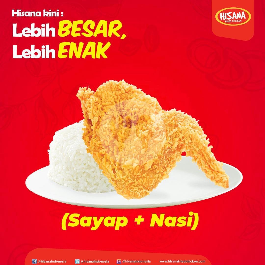 Paket Nasi Sayap menu Hisana Fried Chicken, Gunung Pangilun