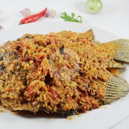 Gurame Bakar Cobek Gomyang menu Saung Ranggon, Leuwi Dahu