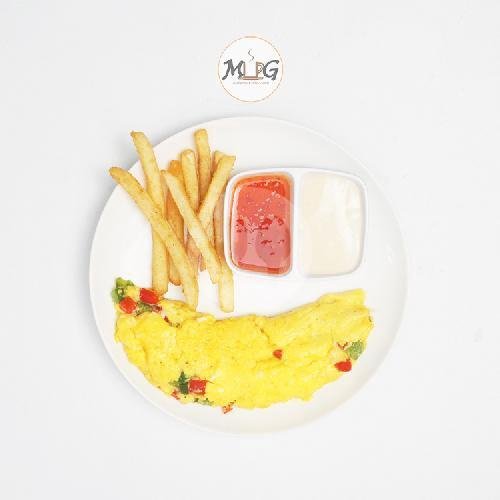 Omelette with Sausage & French Fries menu MUG Authentic Coffee Atjeh, Kalibata