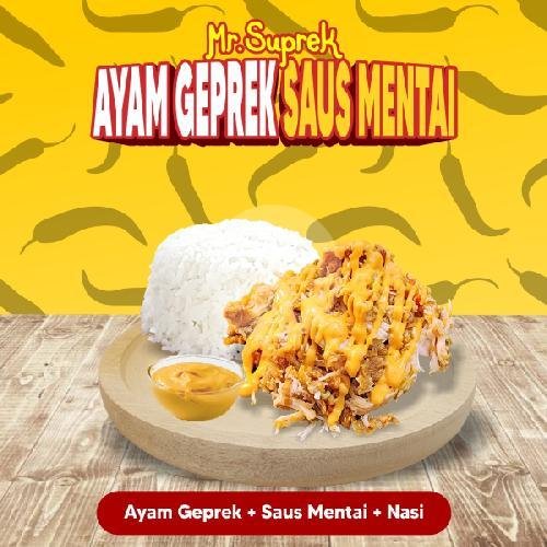 Ayam Geprek Telur Asin + Nasi menu Ayam Geprek Mr. Suprek, Manukan