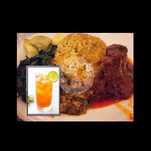 Nasi Rendang/Dendeng /Cincang + Ice Lemon Tea menu Rumah Makan Padang Basamo, Linggawastu
