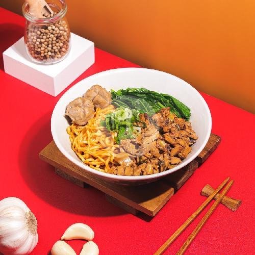 Mie Ayam (kuah) + Pangsit + Bakso menu Mie Ayam Santika, Cebongan