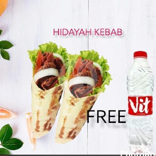 Paket 2 Kebab Jumbo Biasa+ Free Minuman Air Mineral 550ML(VIT) menu HIDAYAH KEBAB DAN EKKY LAUNDRY, Cilandak Barat