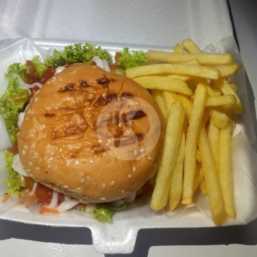 Burger Big+ Kentang menu Jajanan Murmer Dapoer Usnah