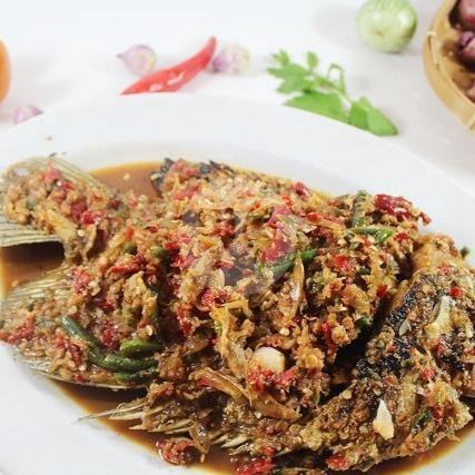 Gurame Bakar Cobek Godog menu Saung Ranggon, Leuwi Dahu