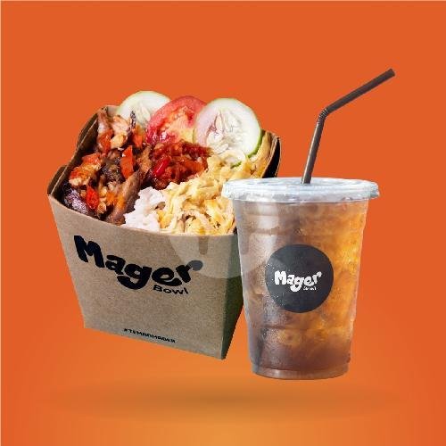 Tongkol Suwir Pedas + Ice Tea Medium menu Mager Bowl