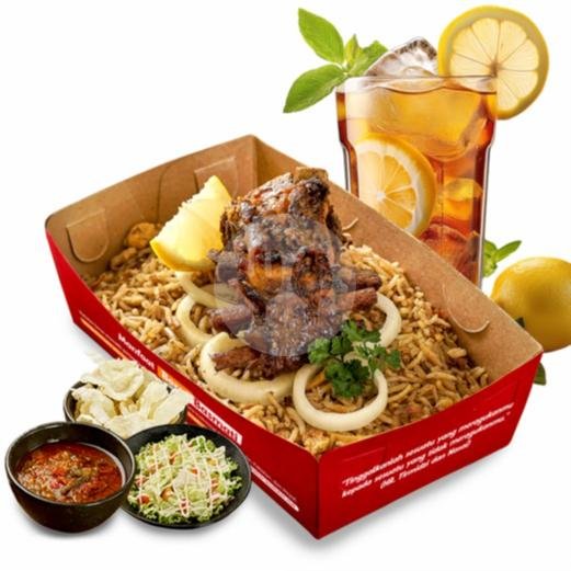 Paket Nasi Kebuli/Briyani Iga Bakar Kambing + Iced Lemontea menu Kebuli Al Khalid, Buah Batu