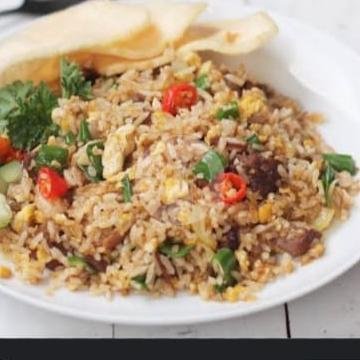 NASI GORENG DAGING AYAM + BAKSO SAPI + SOSIS+ TELOR menu Nasi Goreng Tombo Ati Barokah, Cinere
