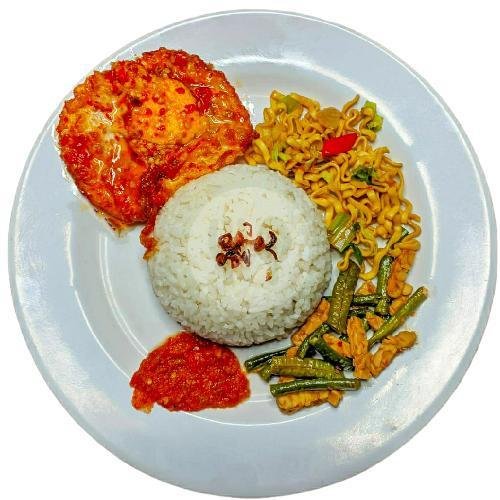 Nasi Telor Orak Arik menu Burjo Putra Sunda, Kledokan