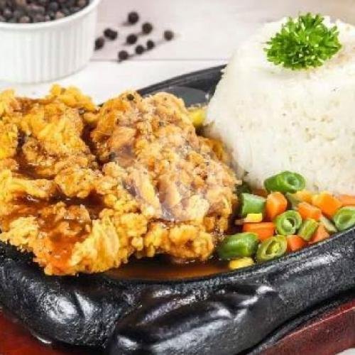 Nasi Chicken Steak Saos Blackpapper menu Warmindo Nebula, Banyumanik