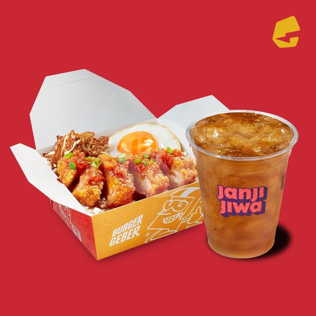 NASI GEBER SALTED EGG + Minuman menu BURGER GEBER by Janji Jiwa, TB Simatupang