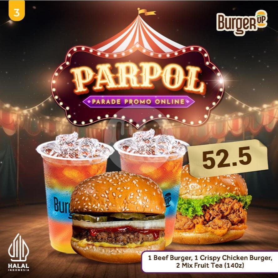 Parpol 4 menu Burger Up 2 Go, Plaza Surabaya