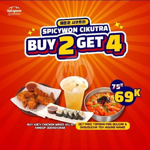 Buy 2 Get 4 B menu Spicywon Korean Streetfood, Cikutra