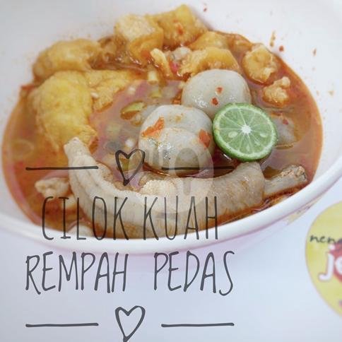 Cilok Kuah Rempah pedas Komplit menu Dapoer Neng Jenong, Caringin