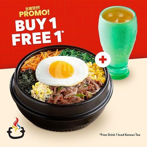 Bibimbap Beef Bulgogi Spicy + FREE Iced Korean Tea menu Mujigae, Kalideres