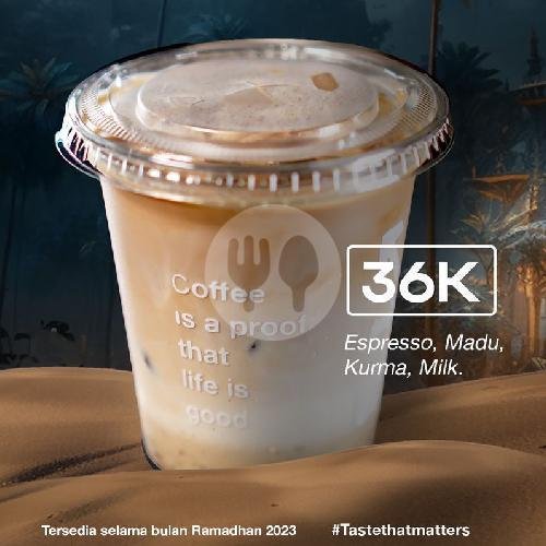 Eskopi Susu Kurma menu Nox Coffee Boutique, Kaliurang