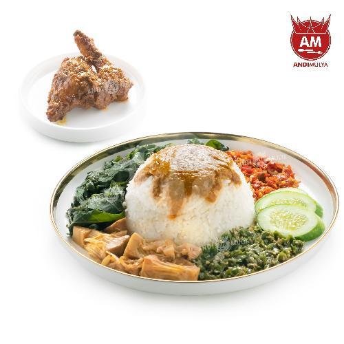 Nasi Ayam Bakar Komplit menu Nasi Padang Andi Mulya, Panyileukan