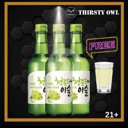 Paket 3 Jinro Soju Green Grape Free Sloki menu Thirsty Owl (Bir Soju Amer), Kelapa Gading